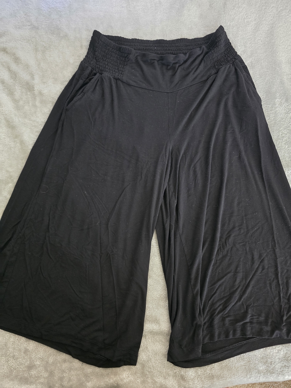 torrid Black Wide-Leg Cropped Pants with Smocked Waist